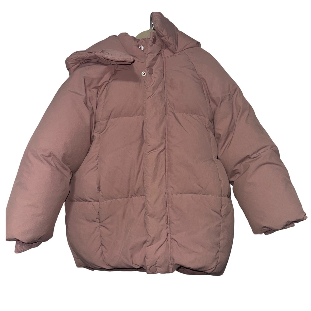 Zara Puffer Jacket Kids 6 Pink Hooded Down Feather Winter Coat Gorpcore‎